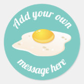 Sticker Rond Sunny Side Up Fried Egg Breakfast Custom Text (Devant)