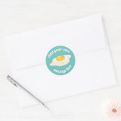 Sticker Rond Sunny Side Up Fried Egg Breakfast Custom Text (Enveloppe)
