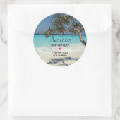 Sticker Rond Sunny Tropical Beach Ocean Paradise Anniversaire (Sac)