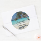 Sticker Rond Sunny Tropical Beach Ocean Paradise Bougie ou savo (Enveloppe)