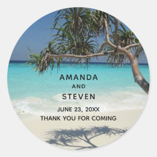 Sticker Rond Sunny Tropical Beach Ocean Paradise Mariage