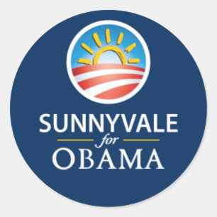Sticker Rond Sunnyvale pour l'autocollant rond d'Obama - bleu