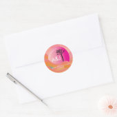 Sticker Rond Sunrise Tropicale Gras Rose Orange Blanc Mariage (Enveloppe)