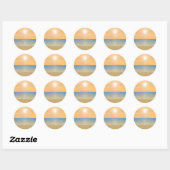 Sticker Rond Sunset Beach Scene : (Feuille)