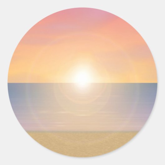 Sticker Rond Sunset Beach Scene : (Devant)