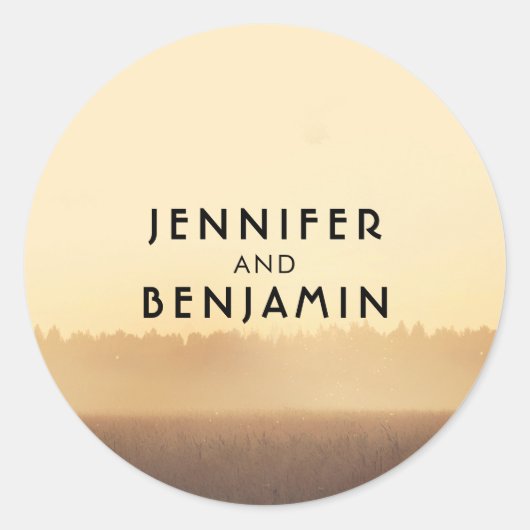 Sticker Rond Sunset Fields Rustic Country Soirée Mariage (Devant)