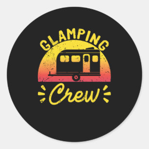 Sticker Rond Sunset Glamping Crew Camper Tourist Camping de lux