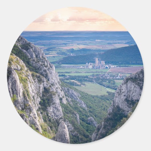 Sticker Rond Sunset in the mountains (Devant)