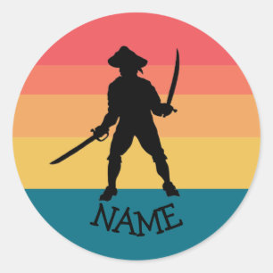 Sticker Rond Sunset Jolly roger Pirate