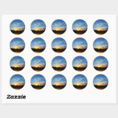 Sticker Rond Sunset Mountain Lake (Feuille)