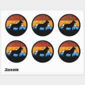 Sticker Rond Sunset Mounts et Forêt Berger allemand GSD (Feuille)