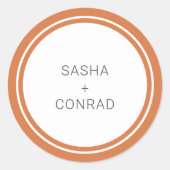 Sticker Rond Sunset Orange Bold Bordure moderne Mariage (Devant)