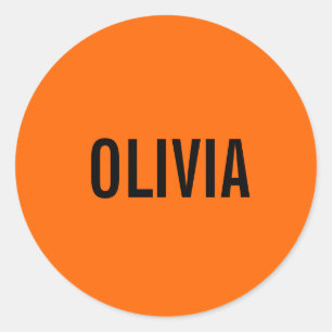 Sticker Rond Sunset Orange Nom moderne   Minimaliste tendance