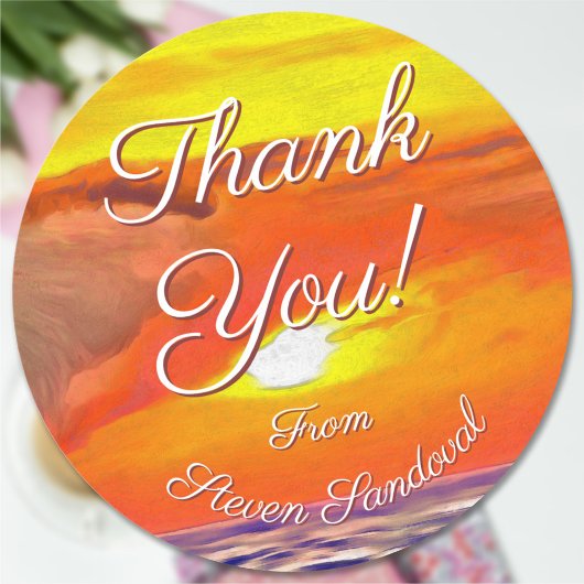 Sticker Rond Sunset Thank You 2443