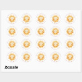 Sticker Rond Sunshine Boho Cute Sun Baby Shower Thank You (Feuille)