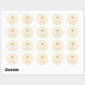 Sticker Rond Sunshine Boho moderne | Merci Baby shower beige (Feuille)