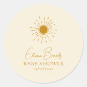 Sticker Rond Sunshine Boho moderne | Merci Baby shower beige (Devant)