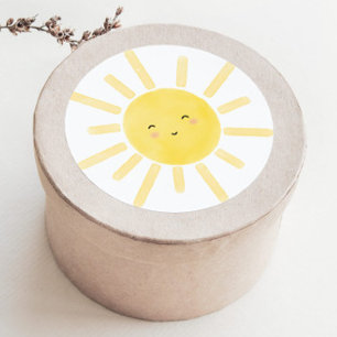 Sticker Rond Sunshine, fête d'anniversaire au soleil minimalist