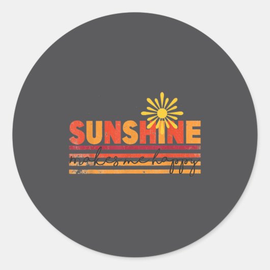 Sticker Rond Sunshine Makes Me Happy Insrational Sitive Motivat (Devant)