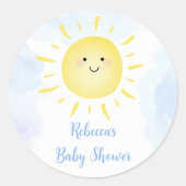 Sticker Rond Sunshine Nuages Blue Boy Baby shower (Devant)