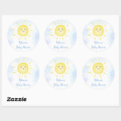 Sticker Rond Sunshine Nuages Blue Boy Baby shower (Feuille)
