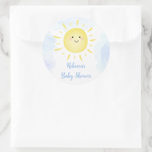 Sticker Rond Sunshine Nuages Blue Boy Baby shower (Sac)