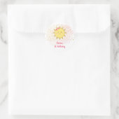 Sticker Rond Sunshine Rose & Or Premier anniversaire (Sac)