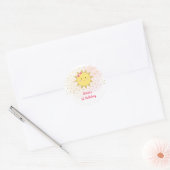 Sticker Rond Sunshine Rose & Or Premier anniversaire (Enveloppe)
