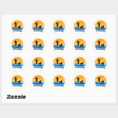 Sticker Rond SUP et Groodle - Standup Paddleboard Chien Maman (Feuille)