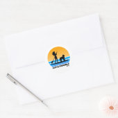Sticker Rond SUP et Groodle - Standup Paddleboard Chien Maman (Enveloppe)