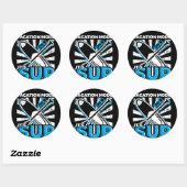 Sticker Rond SUP Stand Up Paddleboard Vacances (Feuille)
