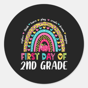 Sticker Rond Super 2e Année Retour À L'École Premier Jour De Se