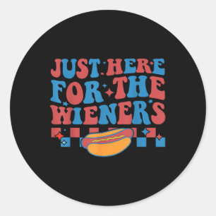 Sticker Rond Super 4 juillet Hot-Dog Je suis juste ici pour