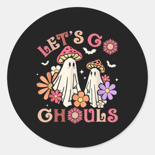 Sticker Rond Super Allons Gouls Halloween Ghost Outfit for (Devant)