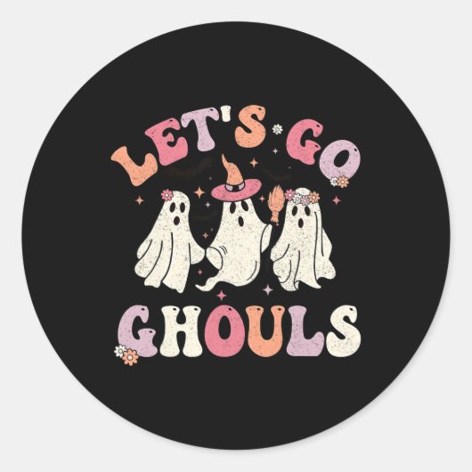 Sticker Rond Super Allons Gouls Halloween Ghost Outfit for (Devant)