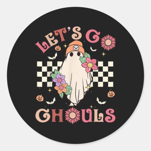 Sticker Rond Super Allons Gouls Halloween Ghost Outfit for (Devant)
