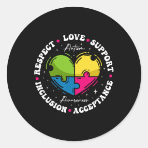 Sticker Rond Super Autism Awareness Respect Amour Soutien Bleu