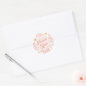 Sticker Rond Super Baby Pink Check Daisy merci (Enveloppe)