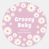 Sticker Rond Super bébé fille Douche Fleur Power Daisies rose (Devant)