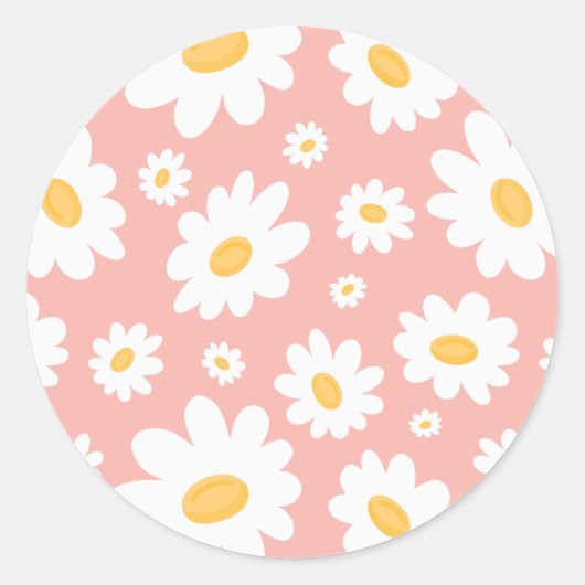 Sticker Rond Super Blush Boho Daisy Floral Garden Motif (Devant)