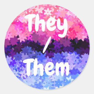 Sticker Rond Super Boho Quirky Retro Floral Omnisexual Pride