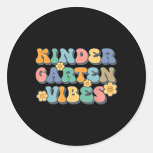 Sticker Rond Super Bonjour maternelle Vibes Retro Enseignant Re