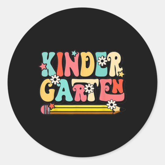 Sticker Rond Super Bonjour maternelle Vibes Retro Enseignant Re (Devant)