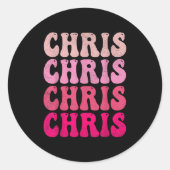 Sticker Rond Super Chris Prénom D I Love Chris Tee - shirts Mèm (Devant)