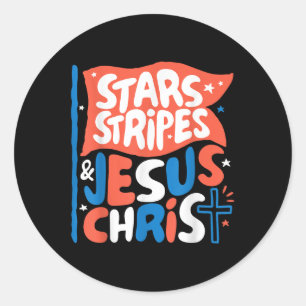 Sticker Rond Super Christian Jésus Christ Étoiles rayures 4ème
