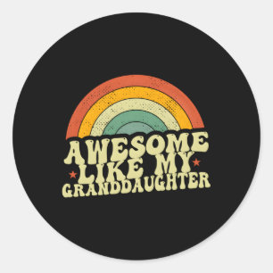 Sticker Rond Super Comme Mon Grand-Fille Fête des pères Grand-P
