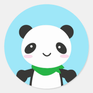 Sticker Rond Super Cute Kawaii Panda