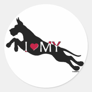 Sticker Rond Super Dane Jumper J'Aime Mon