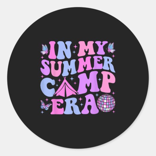 Sticker Rond Super Dans Mon Camp D'Été Camping (Devant)