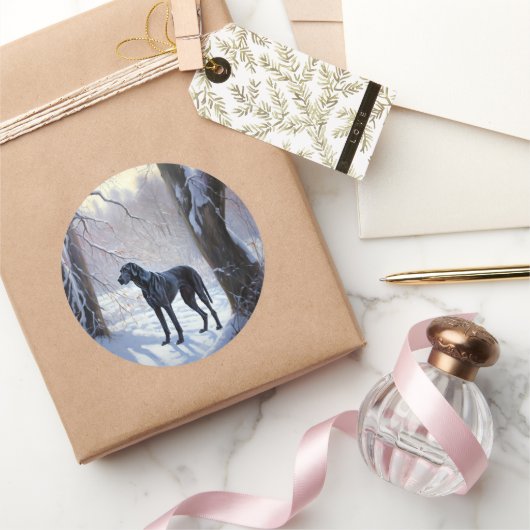 Sticker Rond Super Danse Laisser Neige Noël (Cadeaux)